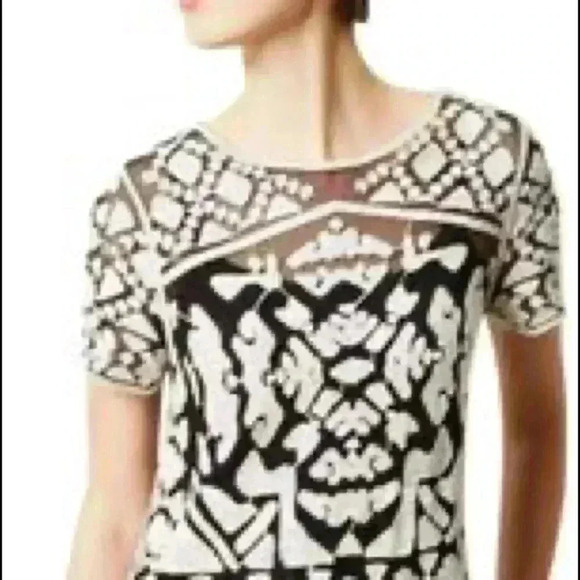 Anthropologie | Everleigh Rococo Sheer Black & Cream Embroidery Blouse - Picture 2 of 7
